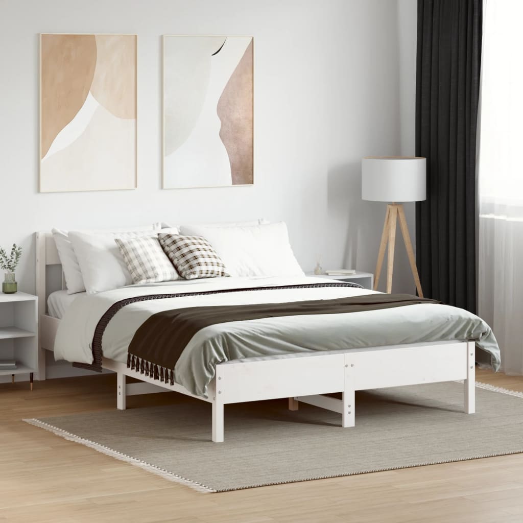 fehér tömör fenyőfa ágy matrac nélkül 120 x 190 cm