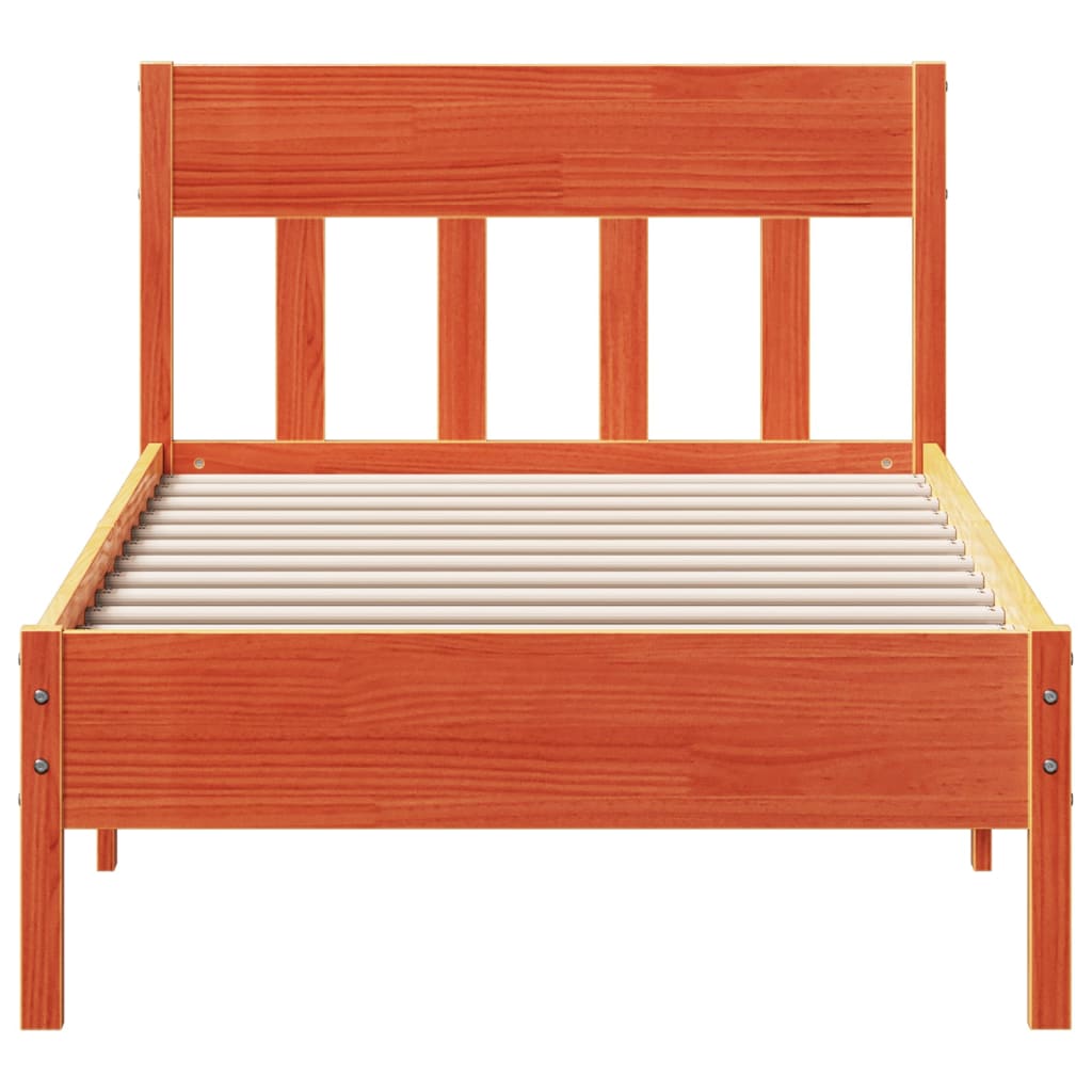 viaszbarna tömör fenyőfa ágy matrac nélkül 90 x 190 cm
