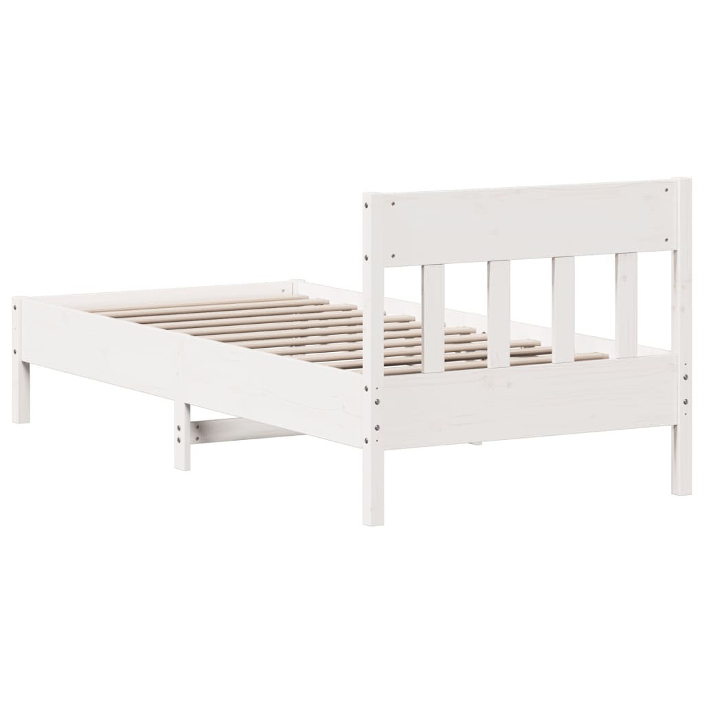 fehér tömör fenyőfa ágy matrac nélkül 75 x 190 cm