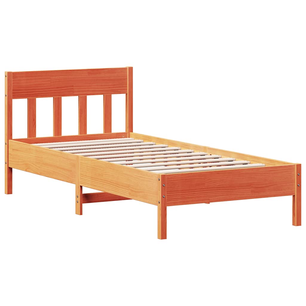 viaszbarna tömör fenyőfa ágy matrac nélkül 75 x 190 cm