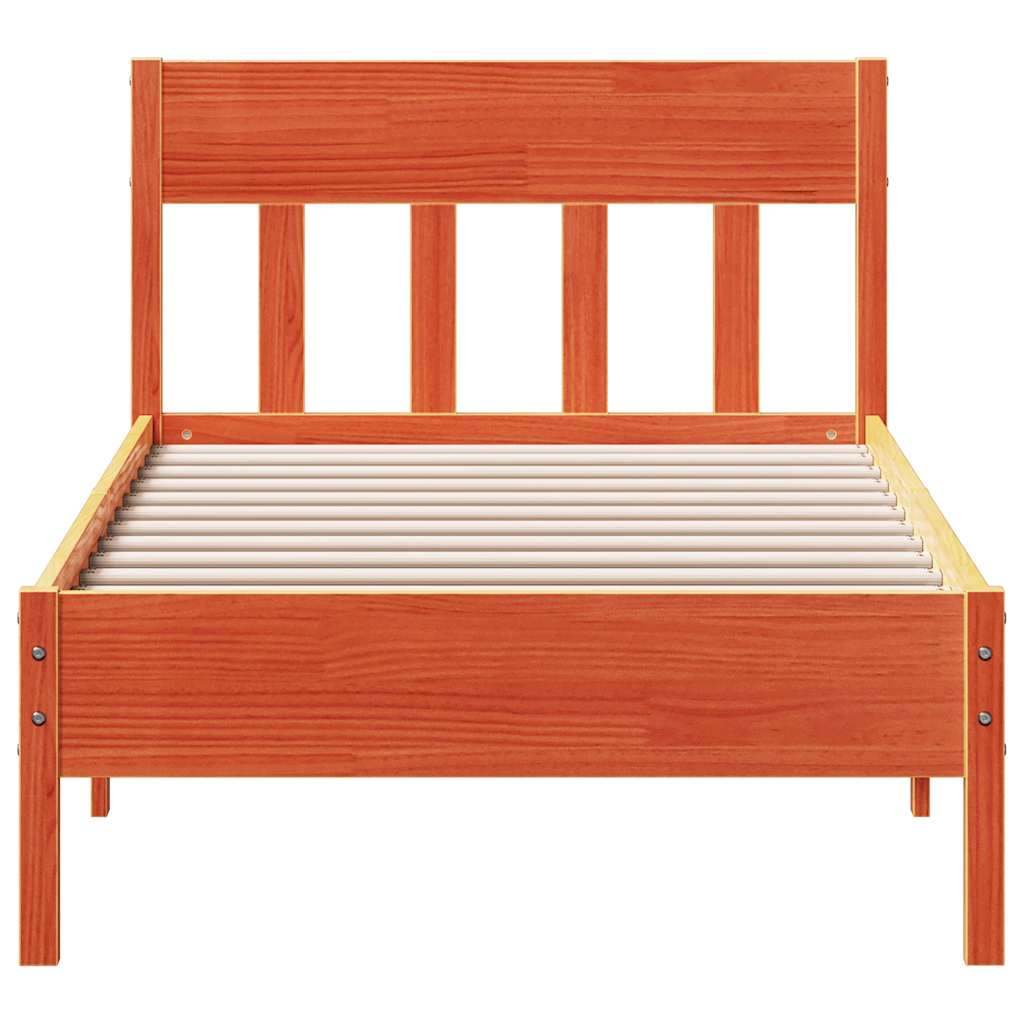 viaszbarna tömör fenyőfa ágy matrac nélkül 75 x 190 cm