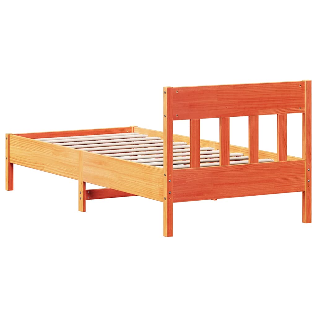 viaszbarna tömör fenyőfa ágy matrac nélkül 75 x 190 cm
