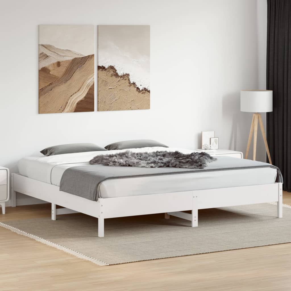 fehér tömör fenyőfa ágy matrac nélkül 200 x 200 cm