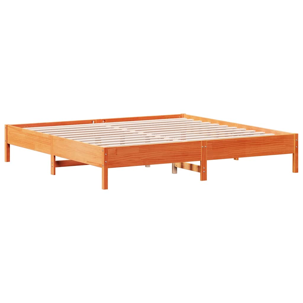 viaszbarna tömör fenyőfa ágy matrac nélkül 180 x 200 cm