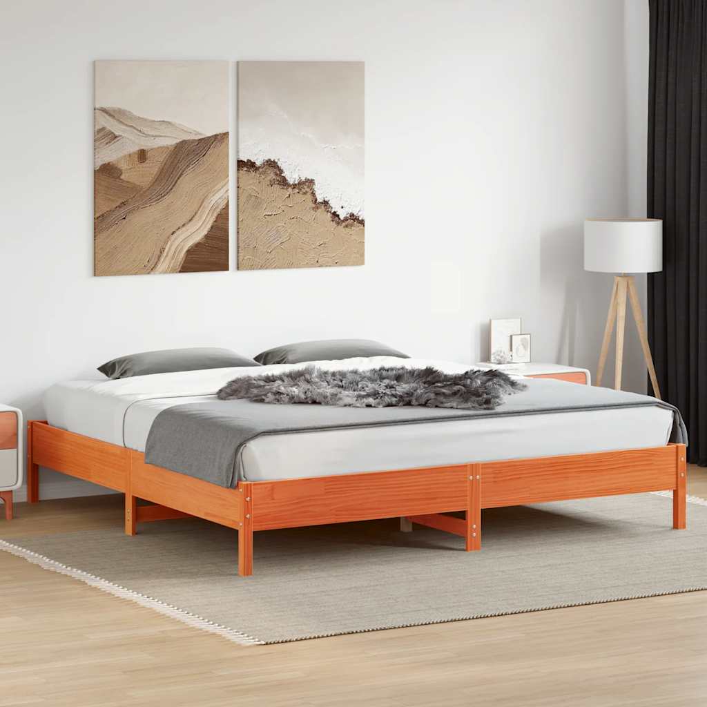 viaszbarna tömör fenyőfa ágy matrac nélkül 180 x 200 cm