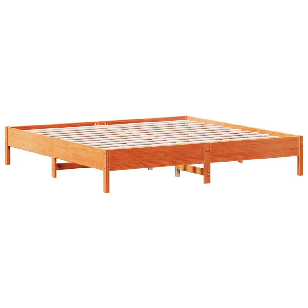 viaszbarna tömör fenyőfa ágy matrac nélkül 180 x 200 cm