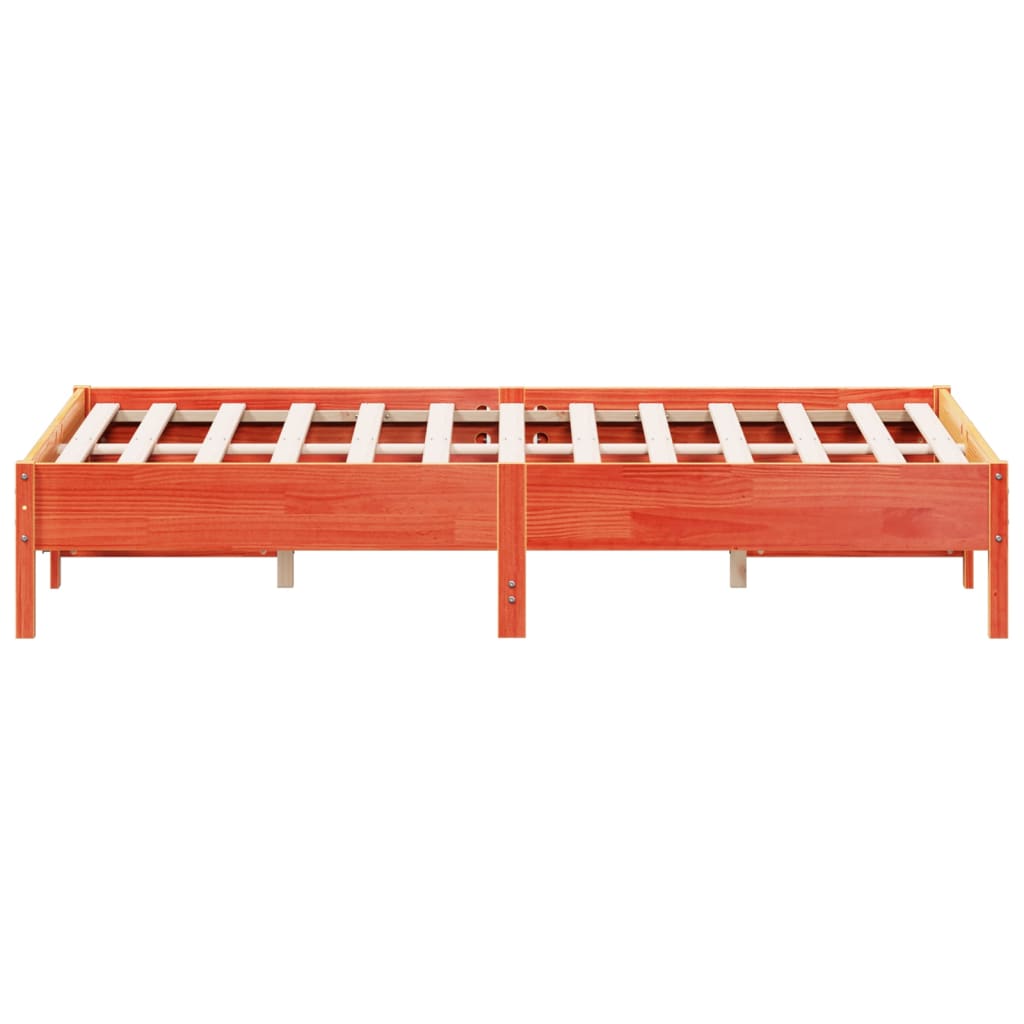 viaszbarna tömör fenyőfa ágy matrac nélkül 150 x 200 cm