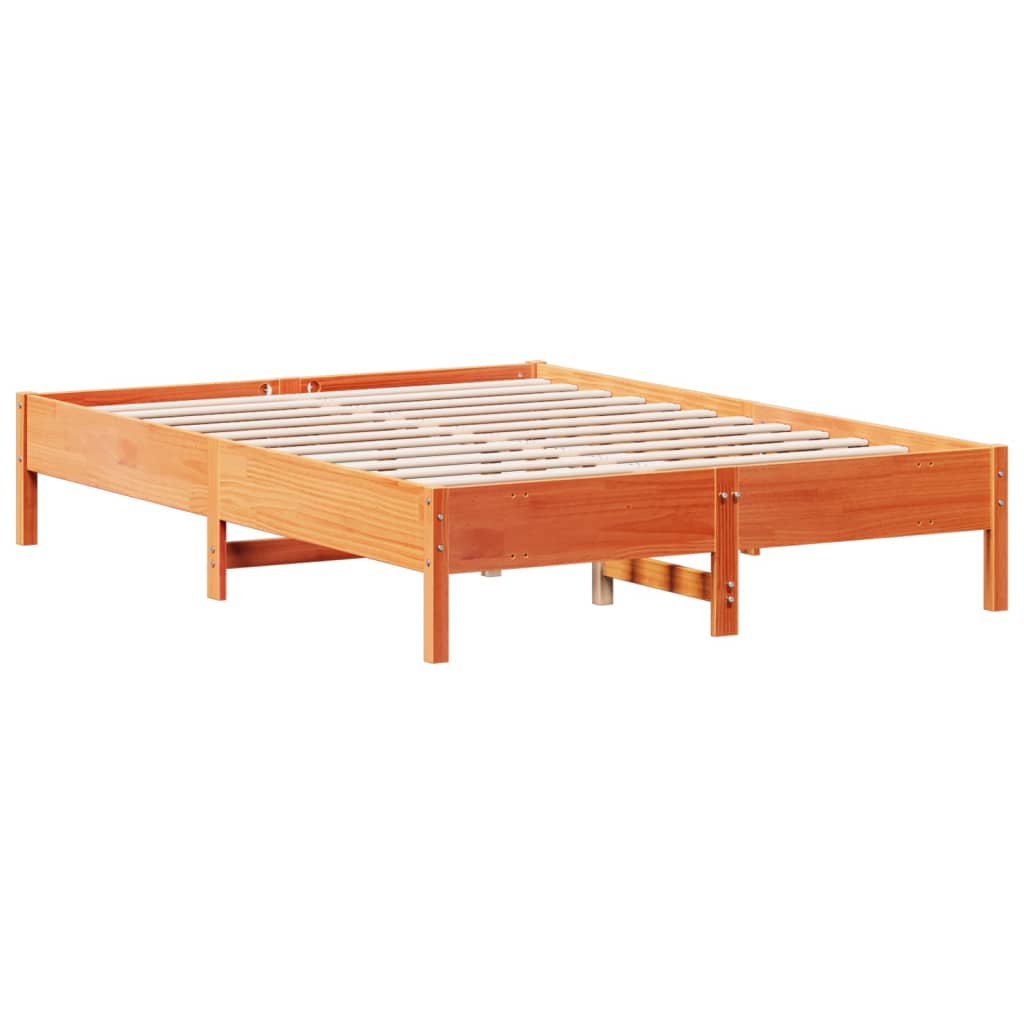 viaszbarna tömör fenyőfa ágy matrac nélkül 150 x 200 cm