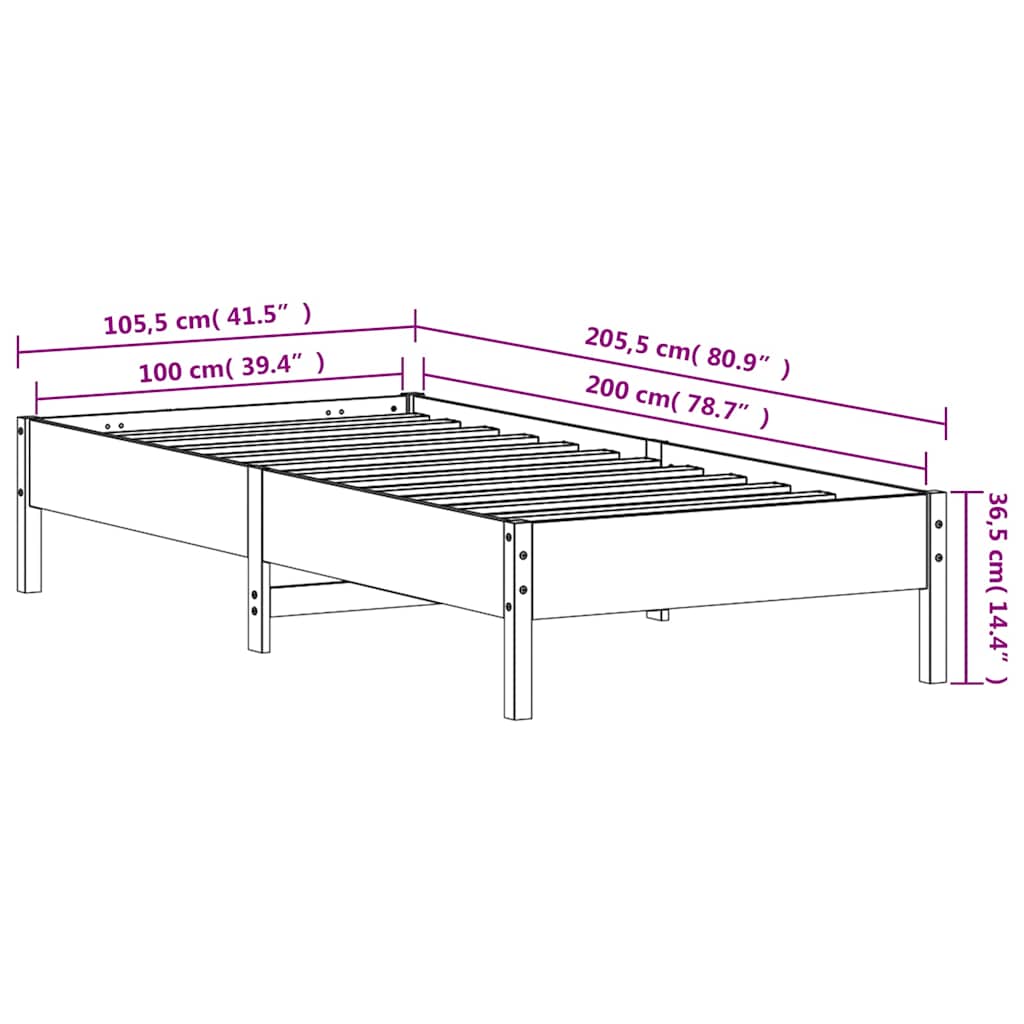 fehér tömör fenyőfa ágy matrac nélkül 100 x 200 cm
