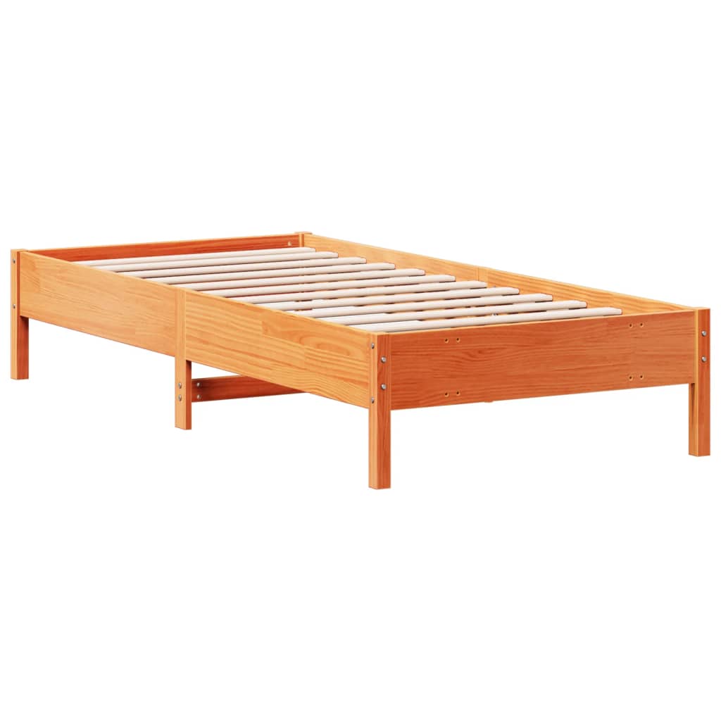 viaszbarna tömör fenyőfa ágy matrac nélkül 100 x 200 cm