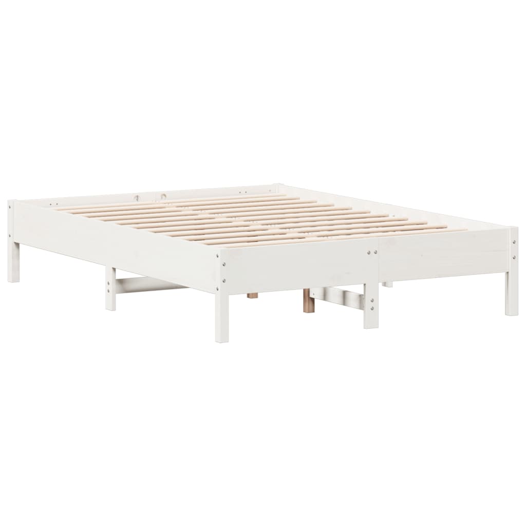 fehér tömör fenyőfa ágy matrac nélkül 135 x 190 cm