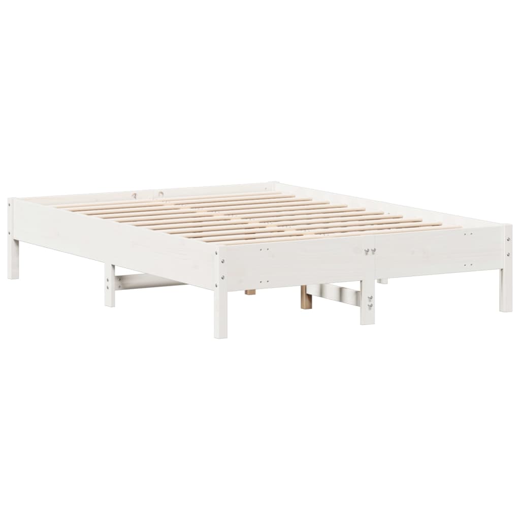 fehér tömör fenyőfa ágy matrac nélkül 135 x 190 cm