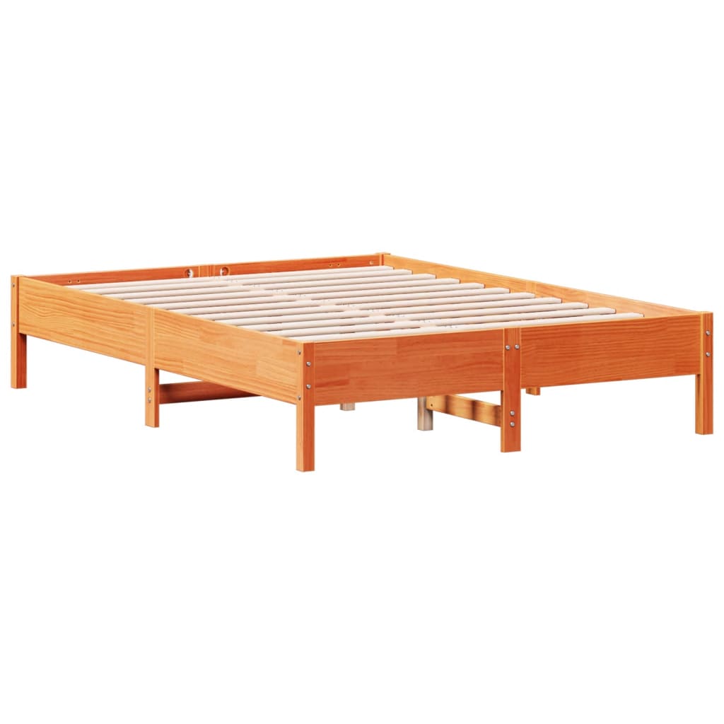 viaszbarna tömör fenyőfa ágy matrac nélkül 135 x 190 cm