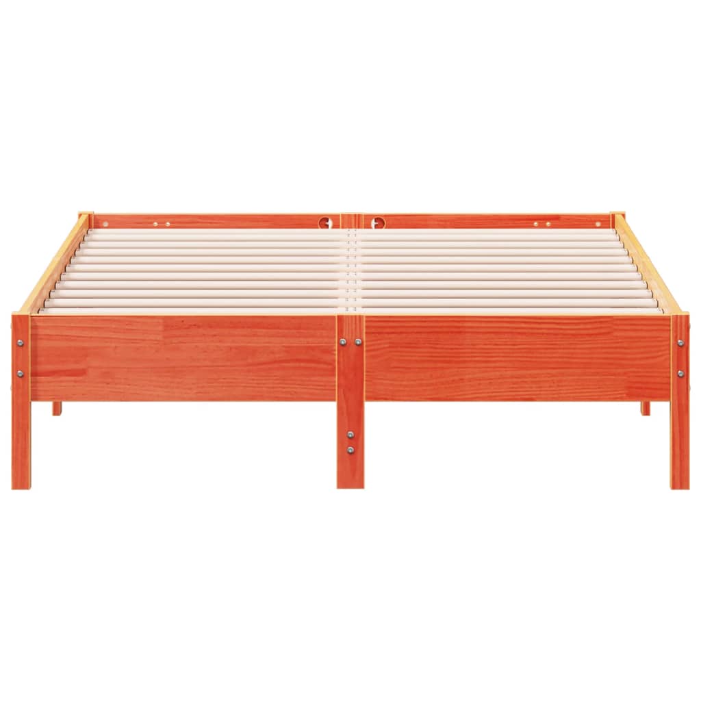 viaszbarna tömör fenyőfa ágy matrac nélkül 135 x 190 cm