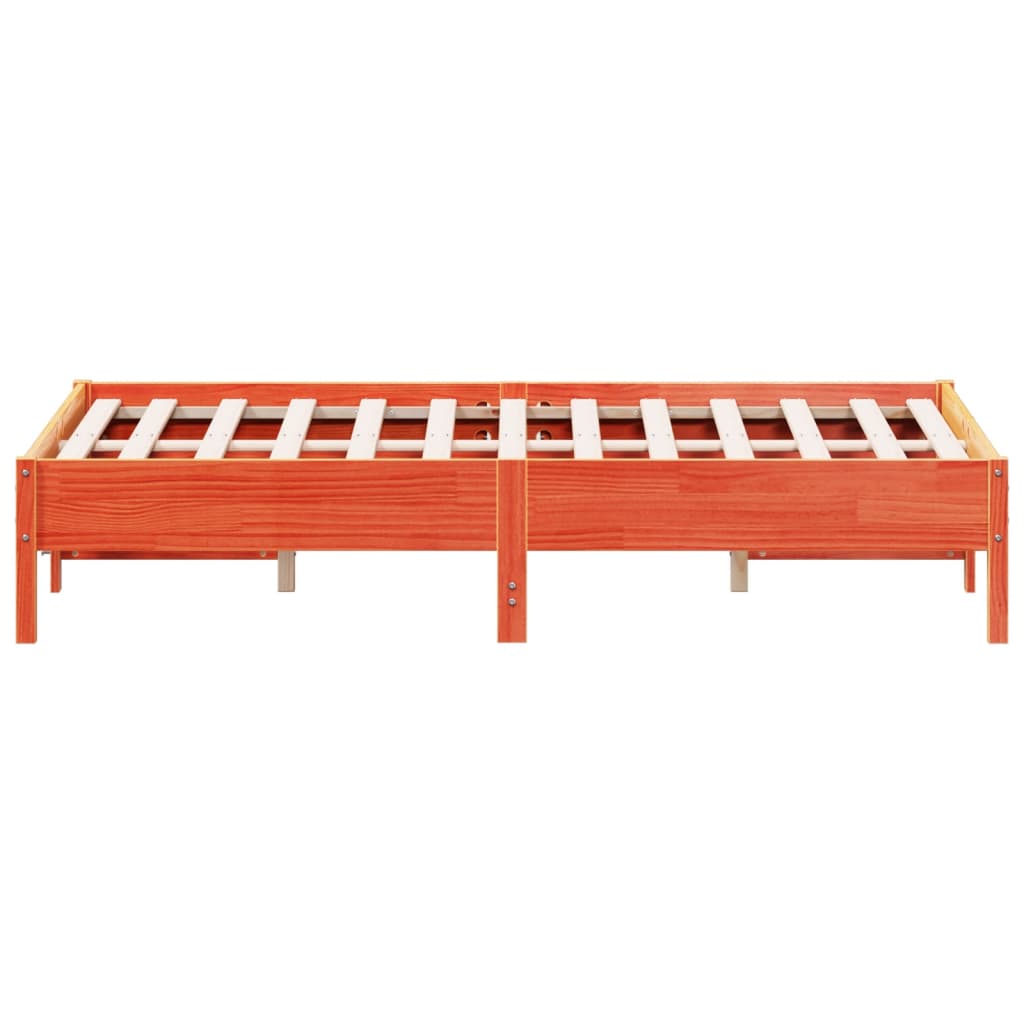 viaszbarna tömör fenyőfa ágy matrac nélkül 135 x 190 cm