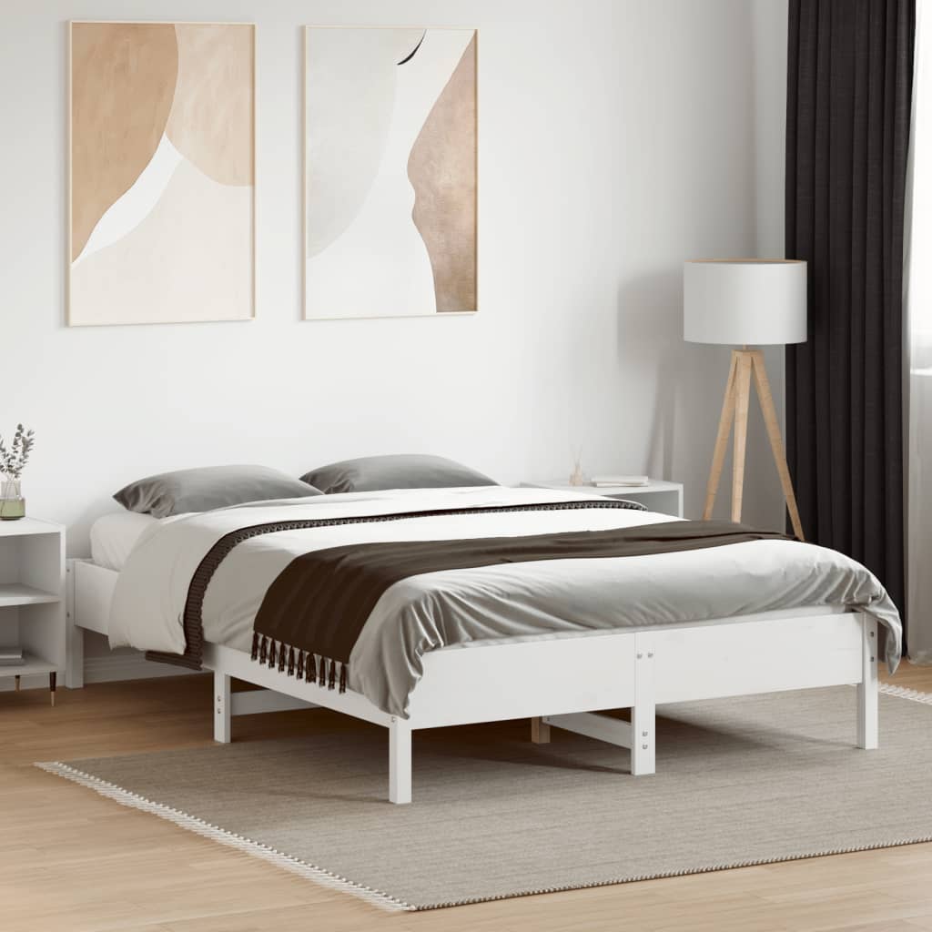fehér tömör fenyőfa ágy matrac nélkül 120 x 190 cm