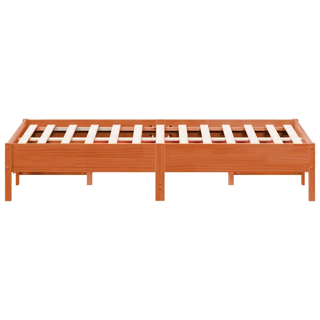 viaszbarna tömör fenyőfa ágy matrac nélkül 120 x 190 cm