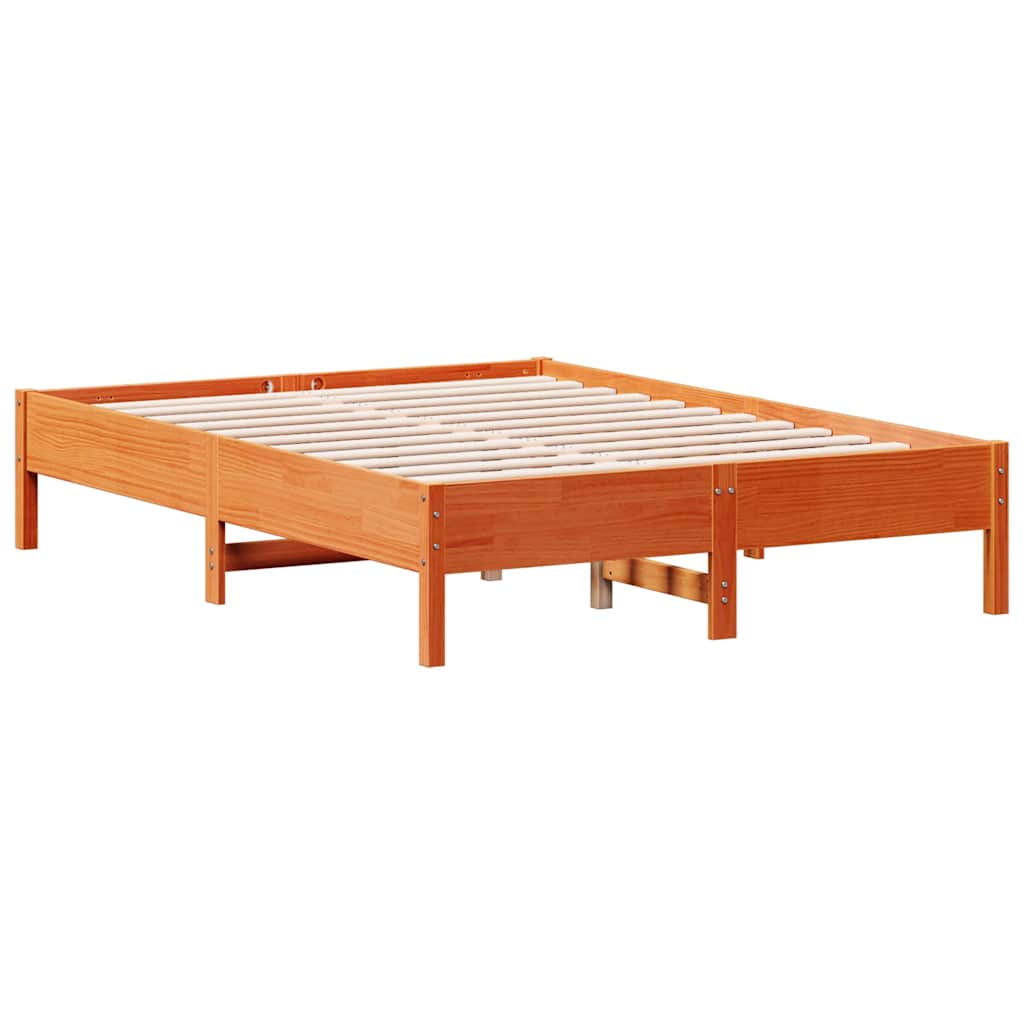 viaszbarna tömör fenyőfa ágy matrac nélkül 120 x 190 cm