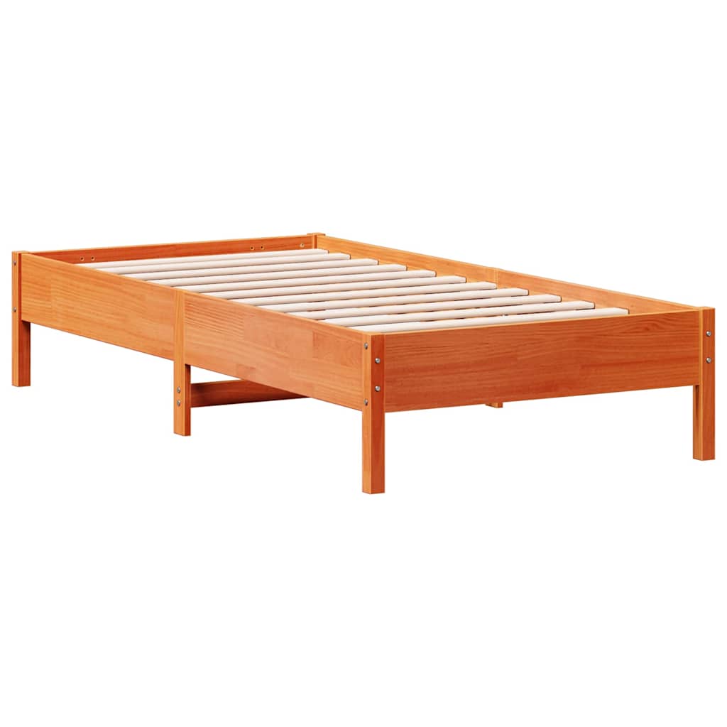 viaszbarna tömör fenyőfa ágy matrac nélkül 90 x 190 cm