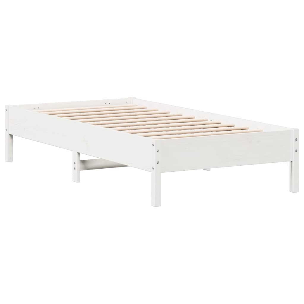 fehér tömör fenyőfa ágy matrac nélkül 75 x 190 cm