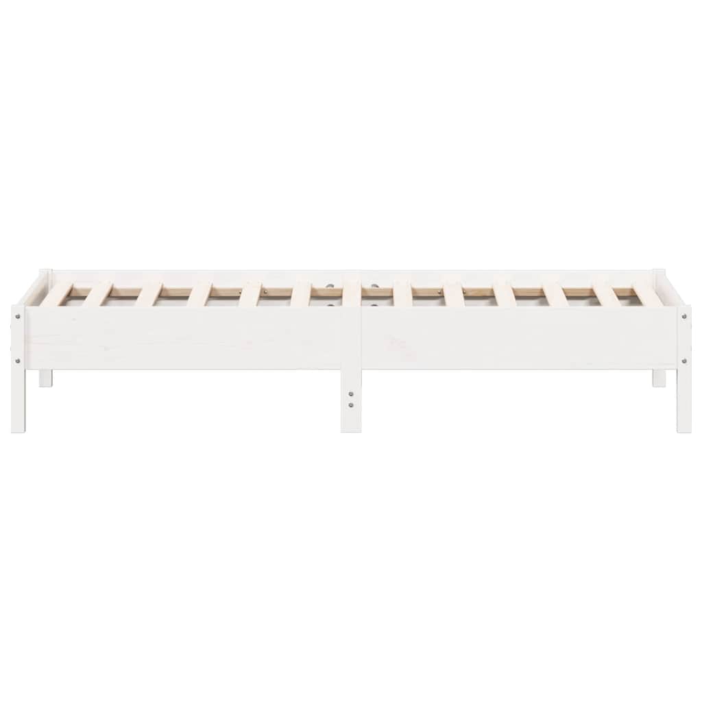 fehér tömör fenyőfa ágy matrac nélkül 75 x 190 cm