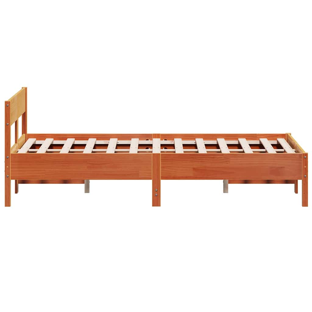 viaszbarna tömör fenyőfa ágy matrac nélkül 140 x 200 cm