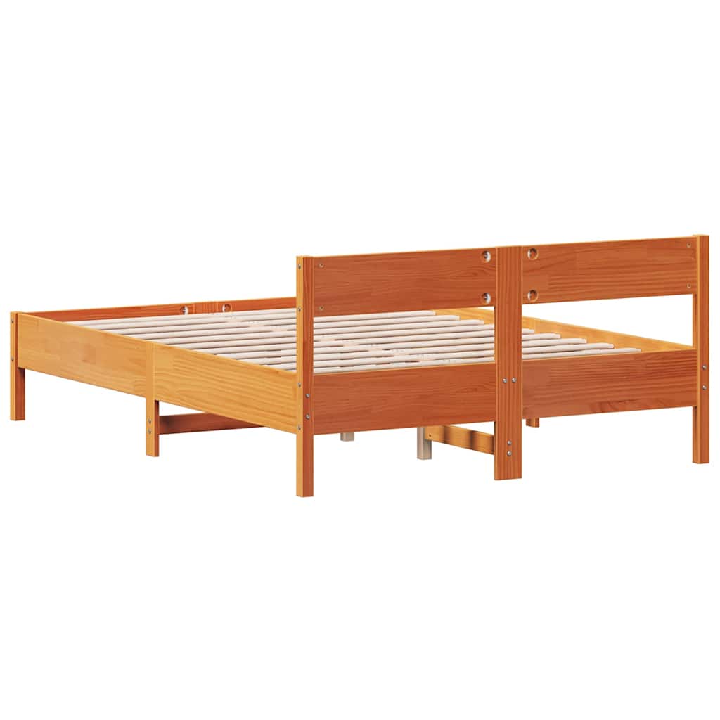 viaszbarna tömör fenyőfa ágy matrac nélkül 140 x 200 cm