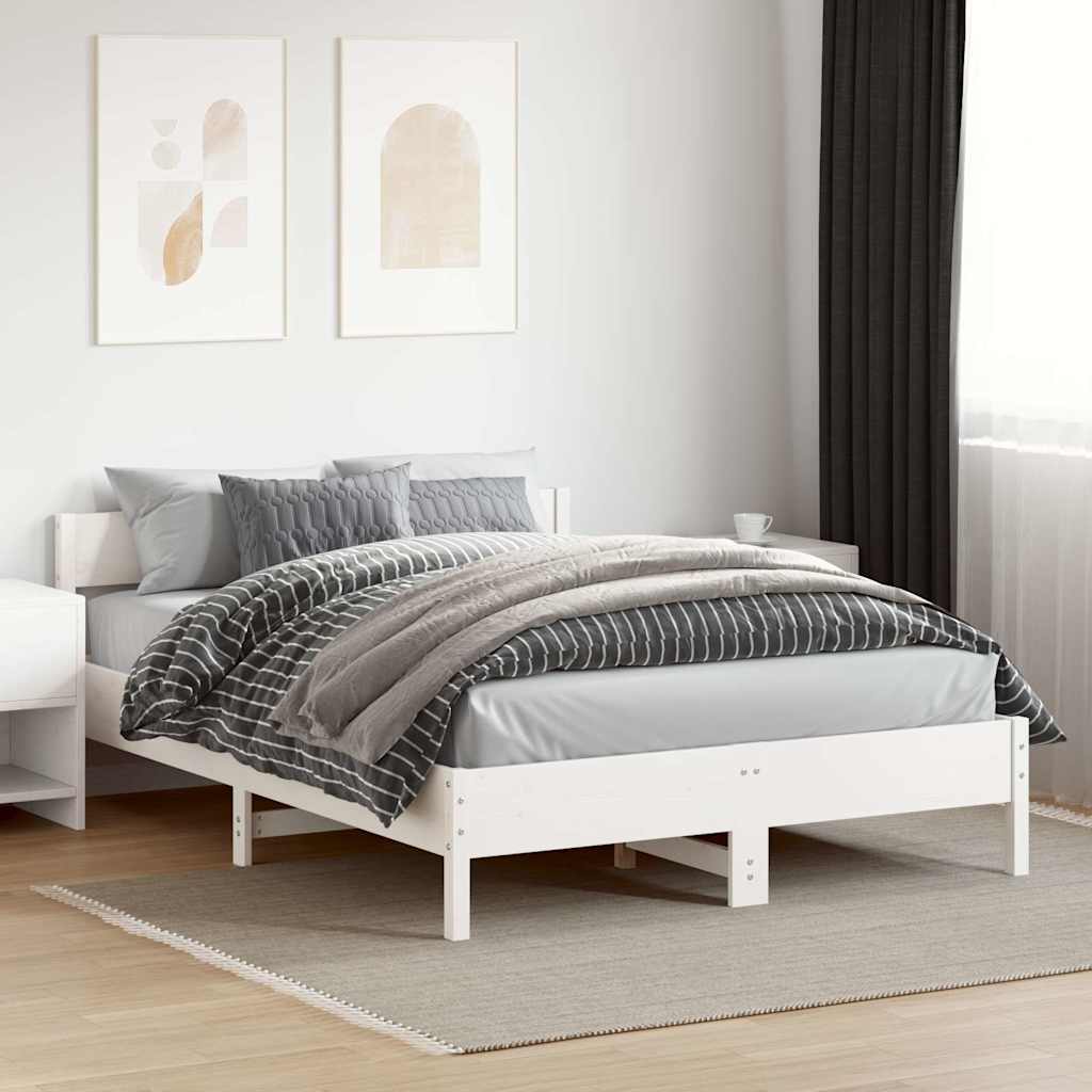 fehér tömör fenyőfa ágy matrac nélkül 120 x 200 cm