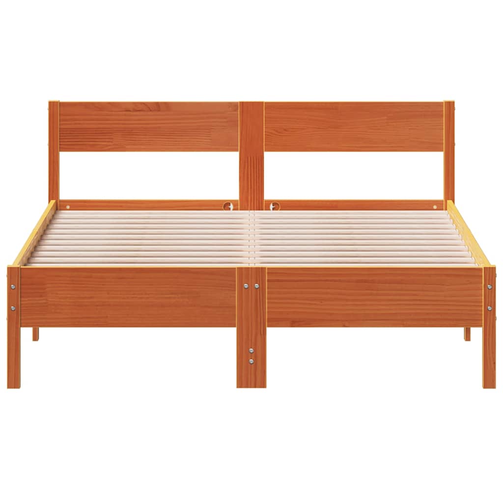 viaszbarna tömör fenyőfa ágy matrac nélkül 120 x 200 cm