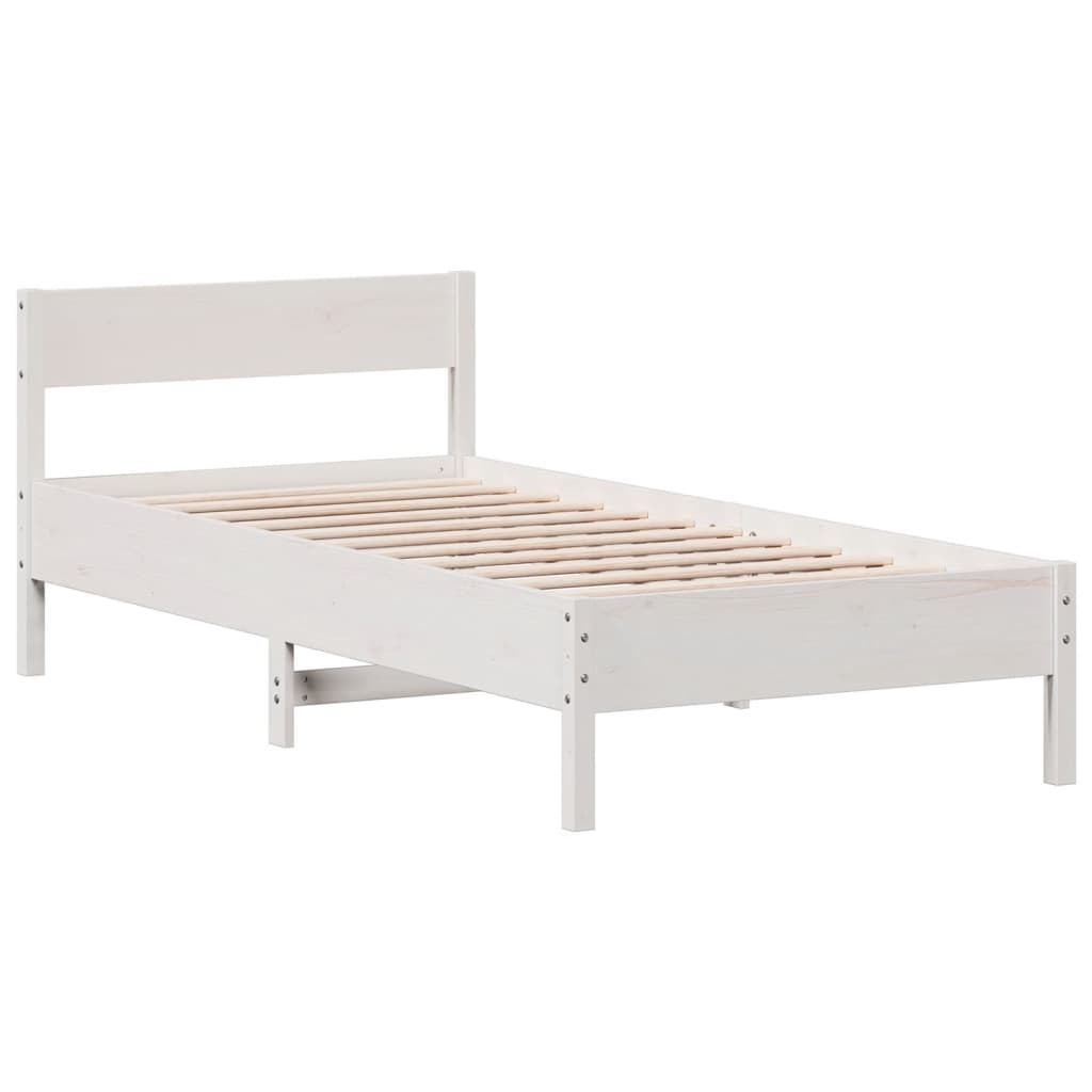 fehér tömör fenyőfa ágy matrac nélkül 90 x 200 cm