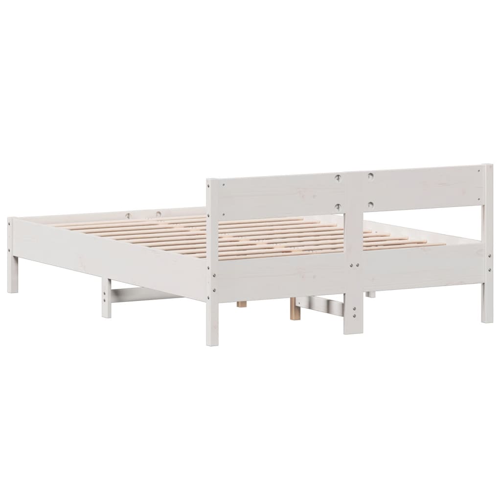 fehér tömör fenyőfa ágy matrac nélkül 135 x 190 cm