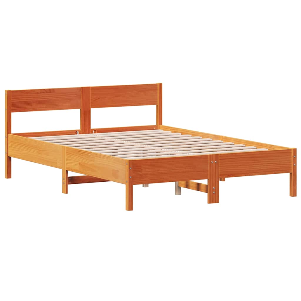 viaszbarna tömör fenyőfa ágy matrac nélkül 120 x 190 cm