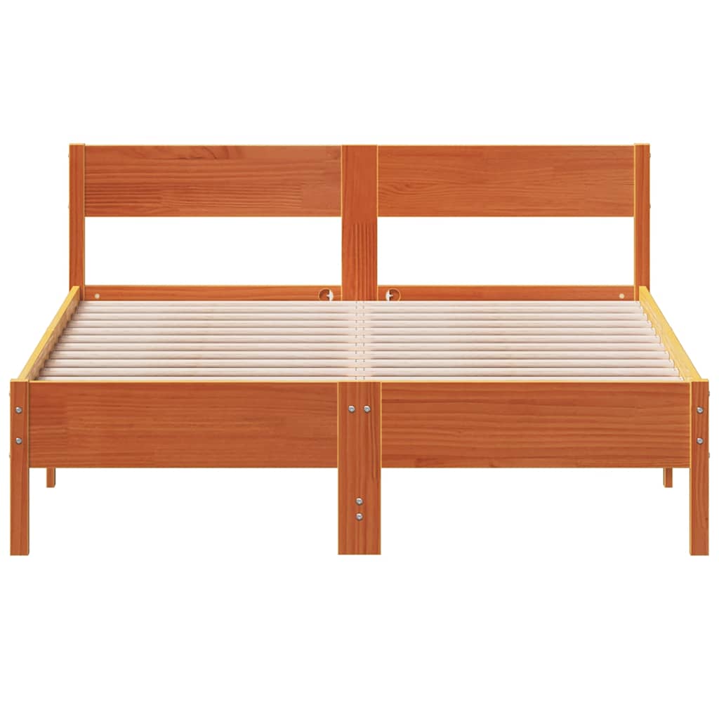 viaszbarna tömör fenyőfa ágy matrac nélkül 120 x 190 cm