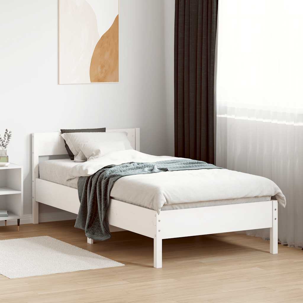 fehér tömör fenyőfa ágykeret matrac nélkül 90 x 190 cm
