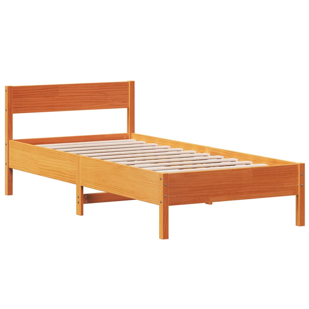 viaszbarna tömör fenyőfa ágy matrac nélkül 90 x 190 cm