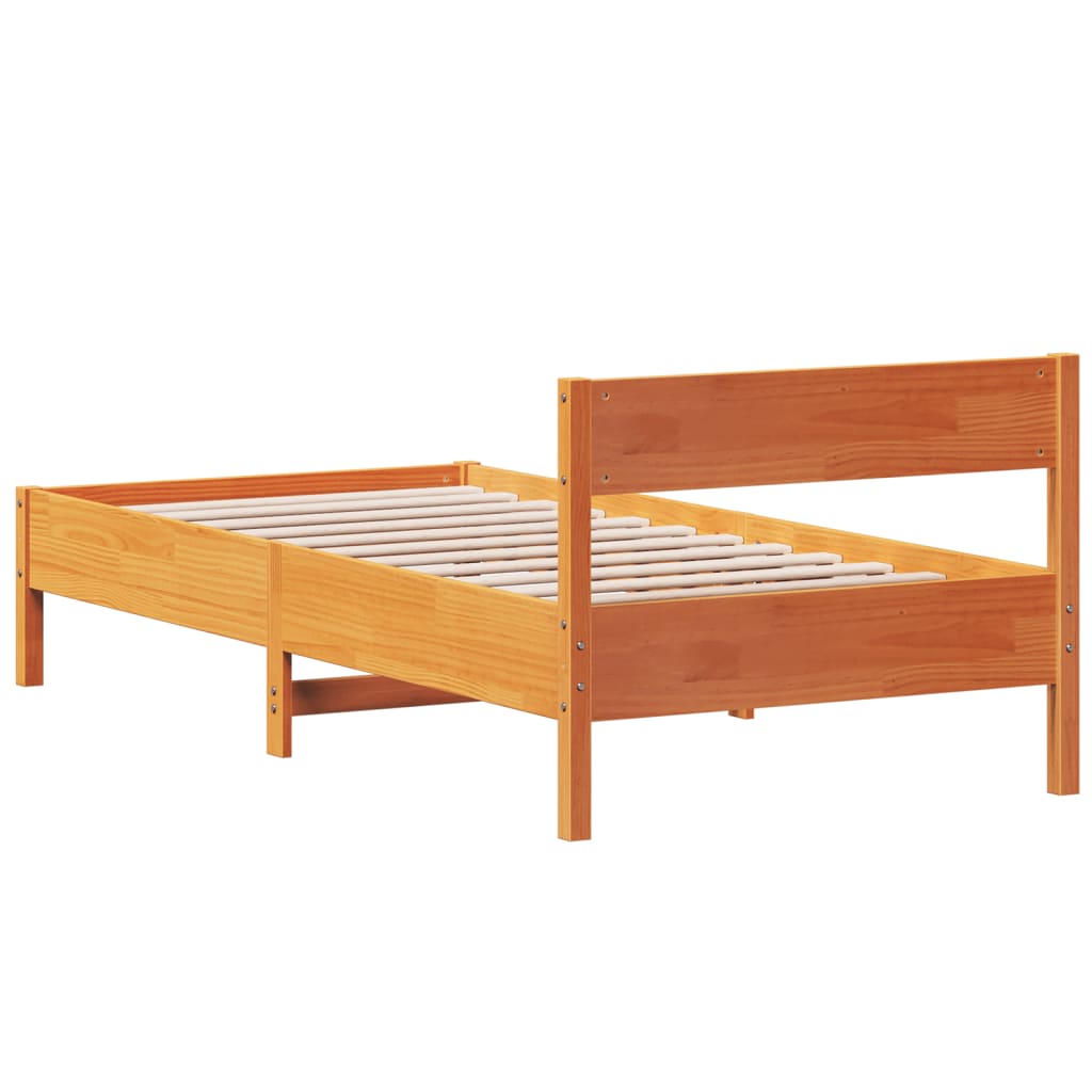 viaszbarna tömör fenyőfa ágy matrac nélkül 90 x 190 cm