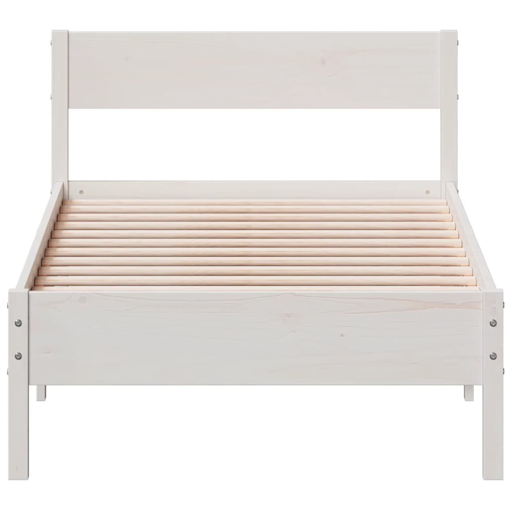 fehér tömör fenyőfa ágy matrac nélkül 75 x 190 cm