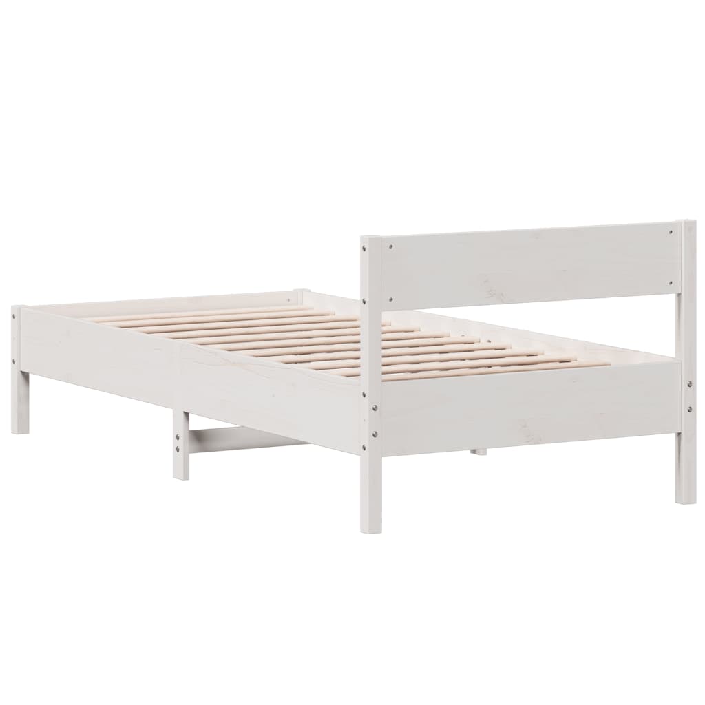 fehér tömör fenyőfa ágy matrac nélkül 75 x 190 cm