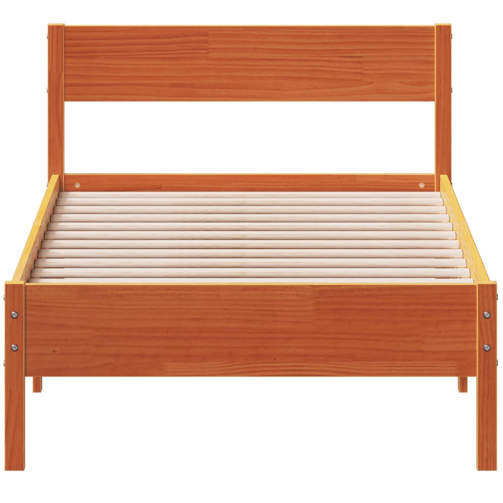 viaszbarna tömör fenyőfa ágy matrac nélkül 75 x 190 cm