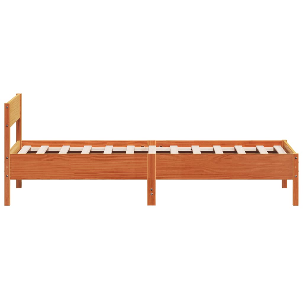 viaszbarna tömör fenyőfa ágy matrac nélkül 75 x 190 cm