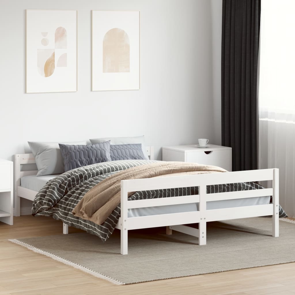 fehér tömör fenyőfa ágy matrac nélkül 140 x 200 cm