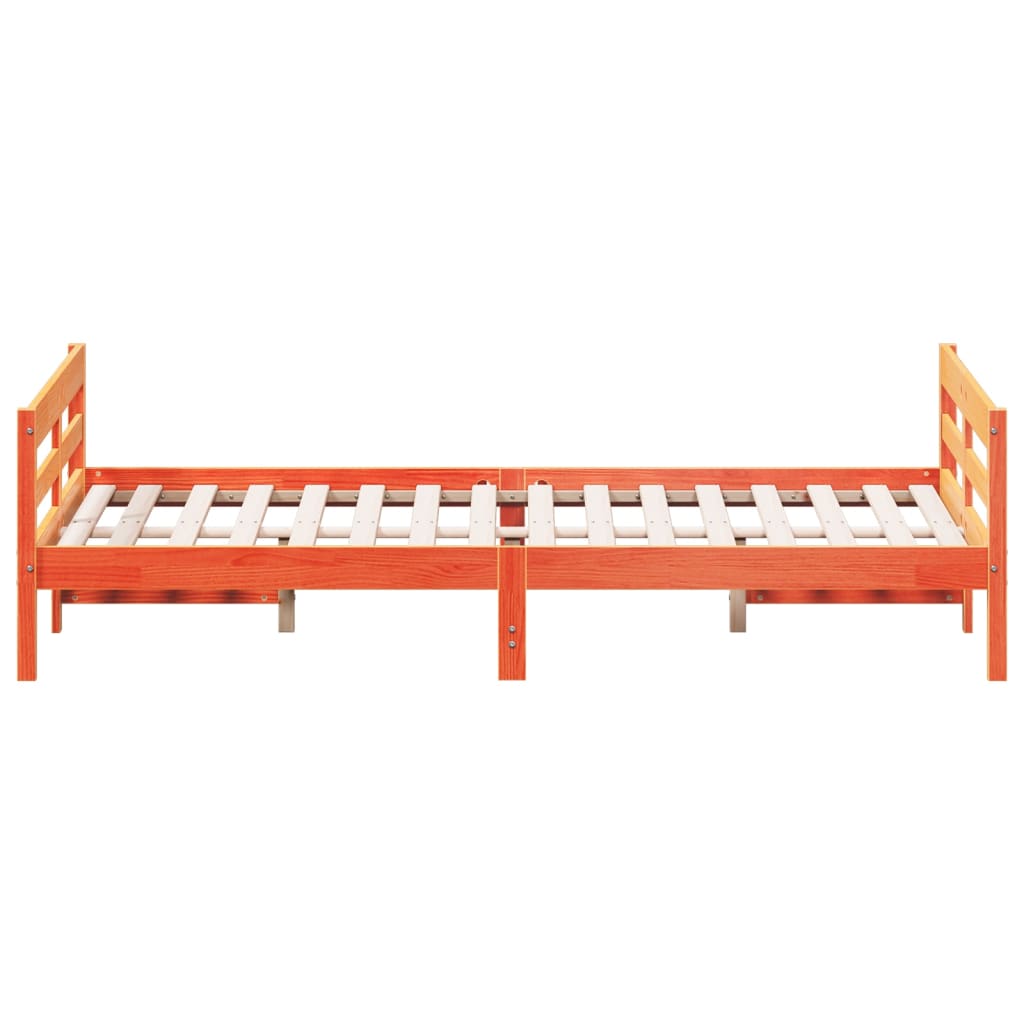 viaszbarna tömör fenyőfa ágy matrac nélkül 140 x 200 cm