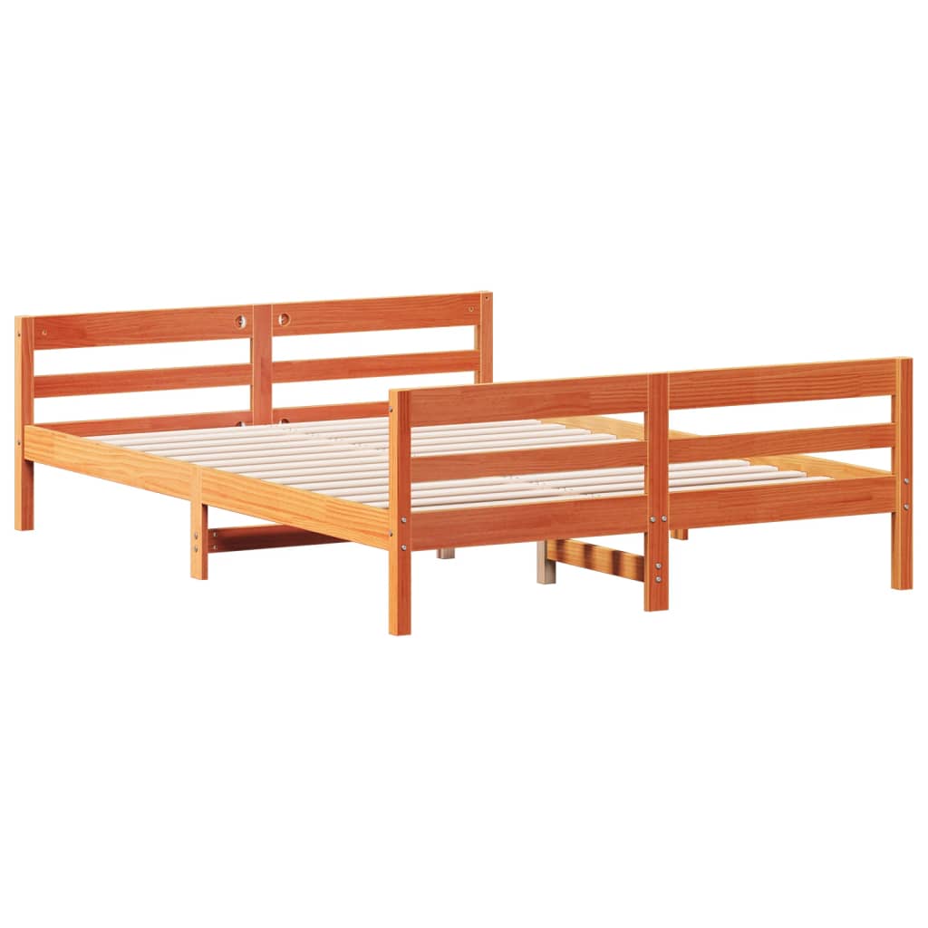 viaszbarna tömör fenyőfa ágy matrac nélkül 140 x 200 cm