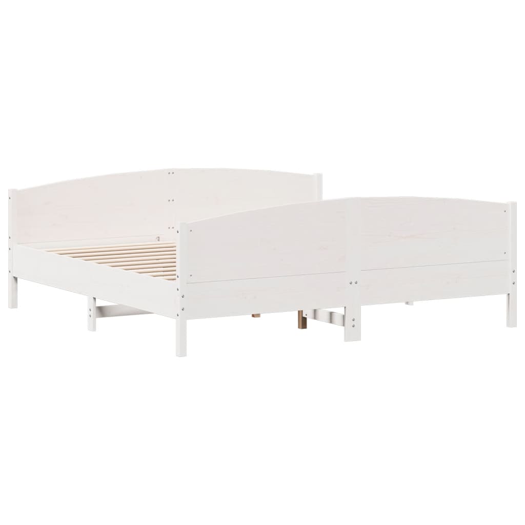 fehér tömör fenyőfa ágy matrac nélkül 200 x 200 cm