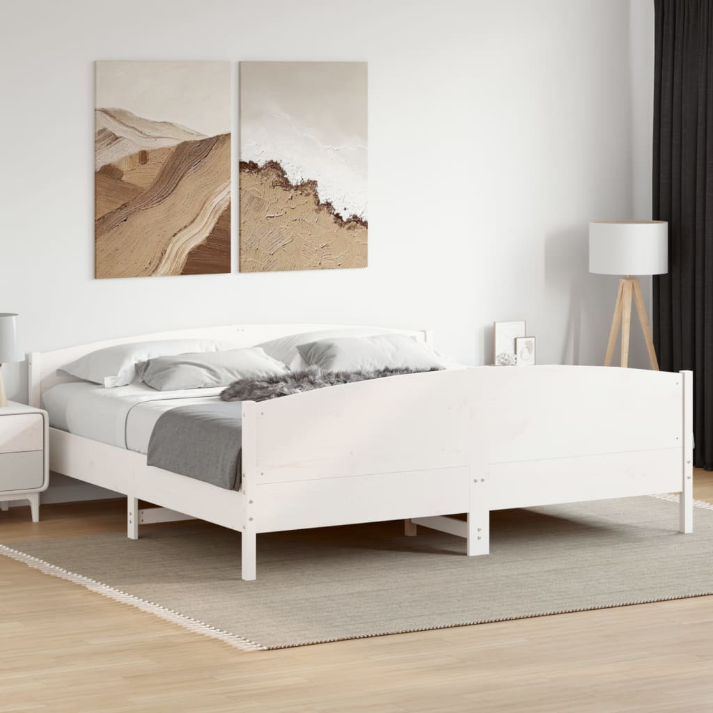 fehér tömör fenyőfa ágy matrac nélkül 200 x 200 cm
