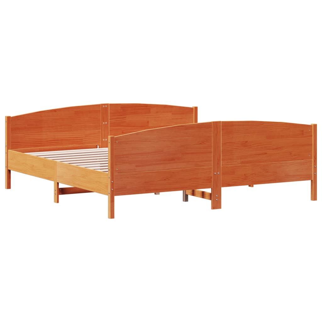 viaszbarna tömör fenyőfa ágy matrac nélkül 200 x 200 cm