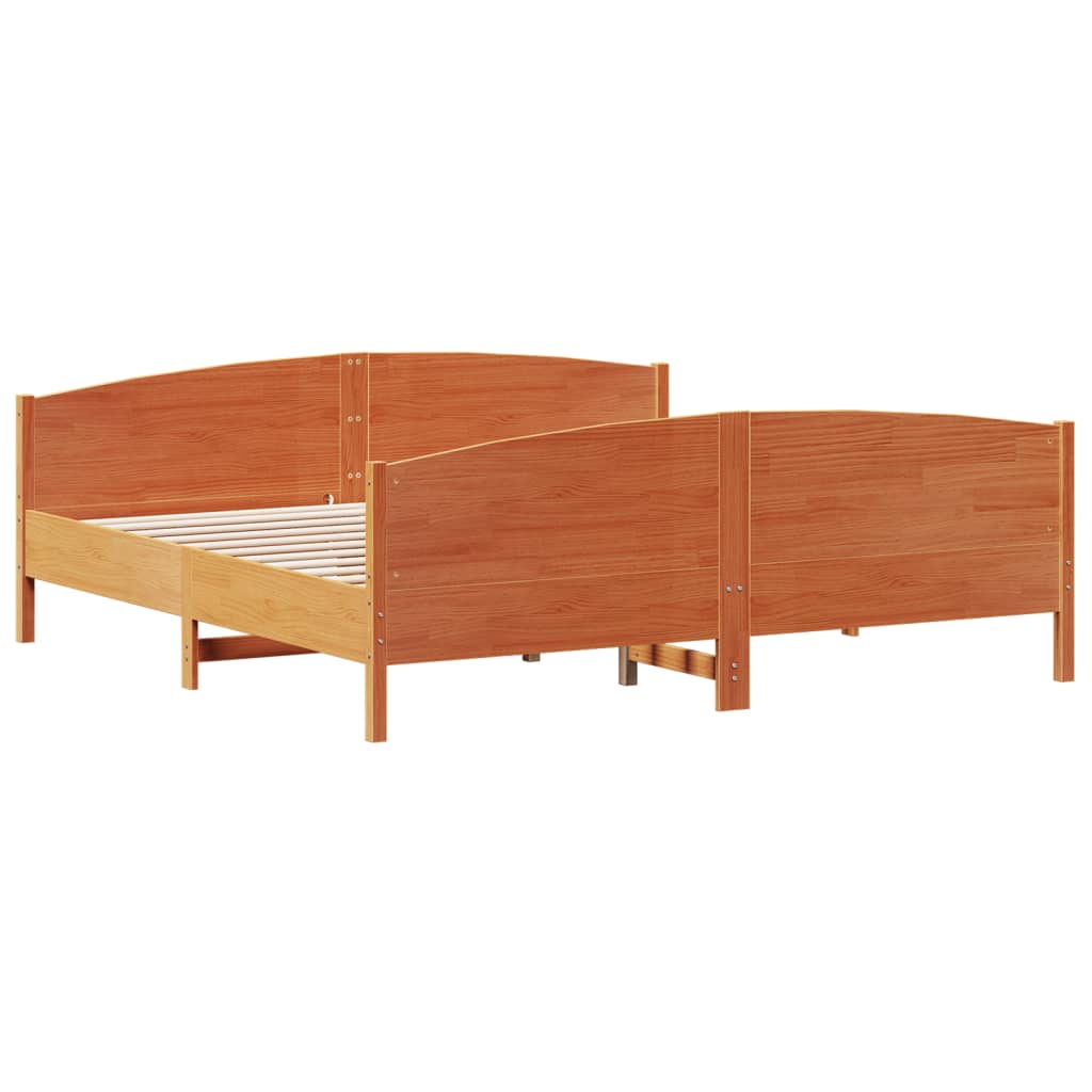 viaszbarna tömör fenyőfa ágy matrac nélkül 200 x 200 cm