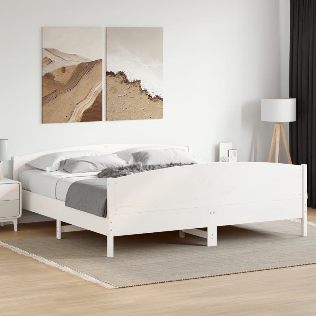 fehér tömör fenyőfa ágy matrac nélkül 180 x 200 cm