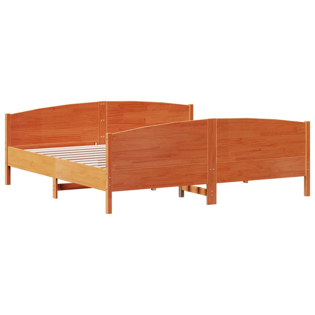 viaszbarna tömör fenyőfa ágy matrac nélkül 180 x 200 cm