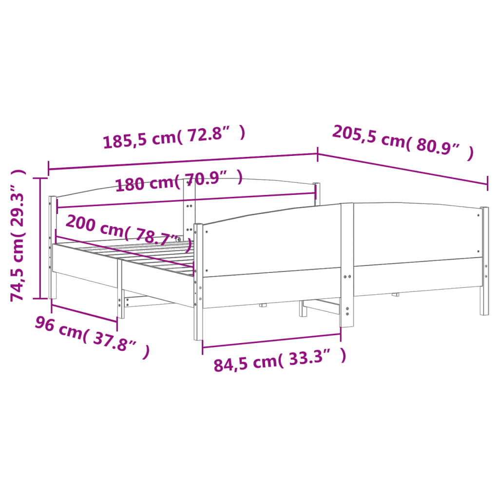 viaszbarna tömör fenyőfa ágy matrac nélkül 180 x 200 cm